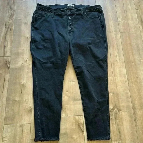 Madewell 10 Inch High Rise Skinny Jeans Button Front Black Plus Sz 36 Petite - Picture 2 of 10